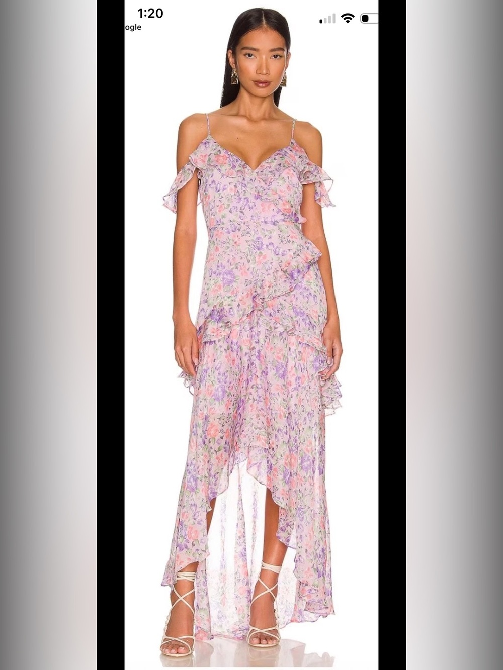 ASTR Pink Lavender Floral Ruffled Maxi Dress